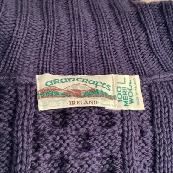 Men’s Aran Crafts Merino Wool Zip Front Cardigan Size Large - Picture 5 of 7